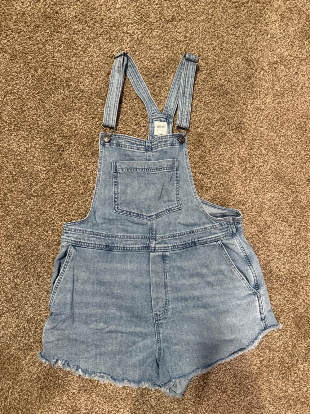 aerie Light Blue Denim Overalls with Front Bib